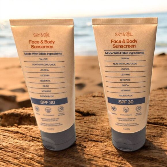 NEW 2 Pack! Sky and Sol Natural Mineral Sunscreen SPF 30 3oz Tallow & Zinc Oxide - Picture 1 of 5